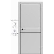 Дверь межкомнатная Порта-52 4AB ПЭТ, Shellac Grey в комплекте с врезанной черной магнитной защелкой, глухая, кромка алюминиевая черная матовая, каркасно-щитовая