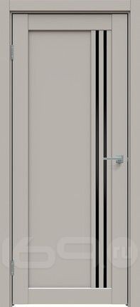 Дверь межкомнатная Concept-604 ПВХ Шелл грей, без декора, остекленная, лакобель чёрный, без кромки, царговая