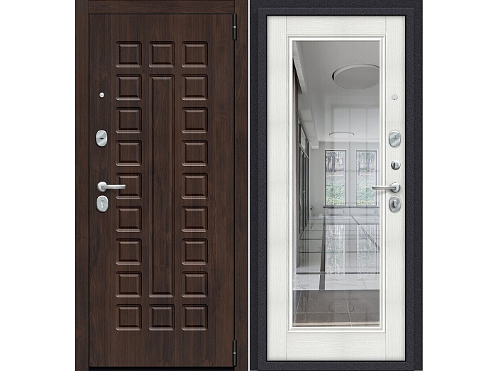 Дверь входная Porta S-3P 51/П61 Almon 28/Bianco Veralinga/Reflex, 2 замка, с ночной задвижкой