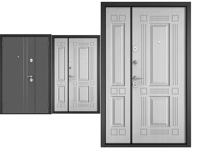 Дверь входная Мега Масс MP D-5/X-104 Антрацит букле/Белый ларче, 2 замка, с ночной задвижкой