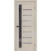 Дверь межкомнатная Браво-27 Экошпон Cream Melinga, остекленная, mirox grey, царговая
