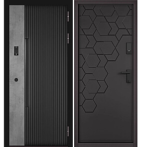 Дверь входная Сити Интегра Ай Кью ПП 401БС/184 Черный матовый/Бетон серый/Графит софт, 1 замок, с ночной задвижкой