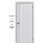 Дверь межкомнатная Порта-50.11 4AB Полипропилен, White Oak в комплекте с врезанной черной магнитной защелкой, глухая, кромка алюминиевая черная матовая, каркасно-щитовая