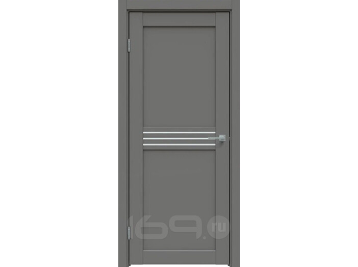 Дверь межкомнатная Concept-601 ПВХ Медиум грей, без декора, остекленная, сатинат белый, царговая