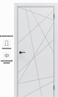 Дверь межкомнатная Порта ПТА-15 B ПЭТ, Shellac White в комплекте с врезанной черной магнитной защелкой, глухая, каркасно-щитовая