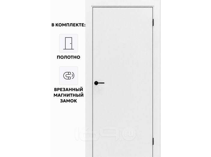 Дверь межкомнатная Порта-50 4A Полипропилен, Alaska в комплекте с врезанной матовый хром магнитной защелкой, глухая, кромка алюминиевая матовый хром, каркасно-щитовая