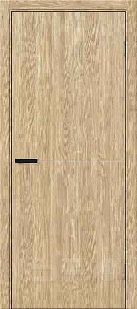 Дверь межкомнатная Браво-0.21.А ПЭТ Real Oak, глухая, без стекла, кромка алюминиевая черная матовая, каркасно-щитовая