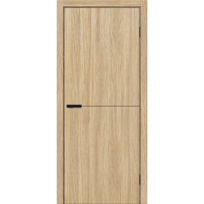 Дверь межкомнатная Браво-0.21.А ПЭТ Real Oak, black silk, глухая, без стекла, кромка алюминиевая черная матовая, каркасно-щитовая