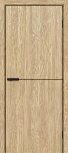 Дверь межкомнатная Браво-0.21.А ПЭТ Real Oak, black silk, глухая, без стекла, кромка алюминиевая черная матовая, каркасно-щитовая