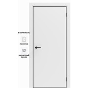 Дверь межкомнатная Порта-50 4AB ПЭТ, Shellac White в комплекте с врезанной черной магнитной защелкой, глухая, кромка алюминиевая черная матовая, каркасно-щитовая