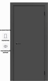 Дверь межкомнатная Порта ПТА-50 B ПЭТ, Shellac Graphite в комплекте с врезанной черной магнитной защелкой, глухая, каркасно-щитовая