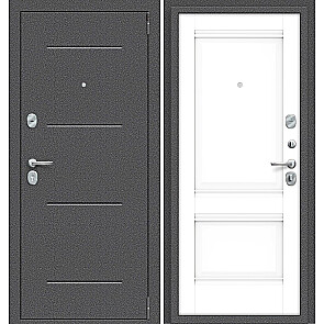 Дверь входная Porta R-2 104/K42 Антик серебро/Snow Veralinga, 2 замка, с ночной задвижкой