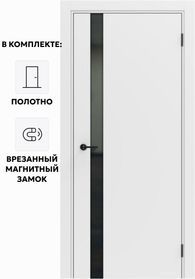 Дверь межкомнатная Порта ПТА-51 B ПЭТ, Shellac White в комплекте с врезанной черной магнитной защелкой, глухая, каркасно-щитовая