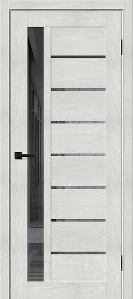 Дверь межкомнатная Браво-27 Экошпон Bianco melinga, остекленная, mirox grey, без кромки, царговая