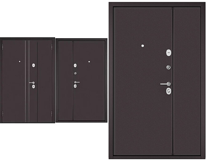 Дверь входная Мега Масс MM R-5 Шоколад букле/Шоколад букле, 2 замка, с ночной задвижкой