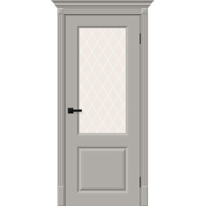 Дверь межкомнатная Скинни-13 Эмаль Greyny, без декора, остекленная, white сrystal, скиновая