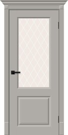 Дверь межкомнатная Скинни-13 Эмаль, Greyny, остекленная, white сrystal, скиновая
