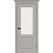 Дверь межкомнатная Скинни-13 Эмаль, Greyny, остекленная, white сrystal, скиновая