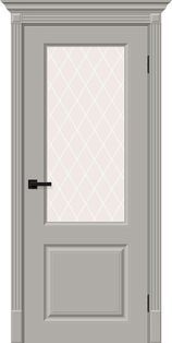 Дверь межкомнатная Скинни-13 Эмаль Greyny, без декора, остекленная, white сrystal, скиновая