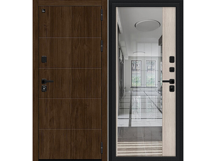 Дверь входная Глори/Sblack Pecan/Cappuccino Melinga, 2 замка