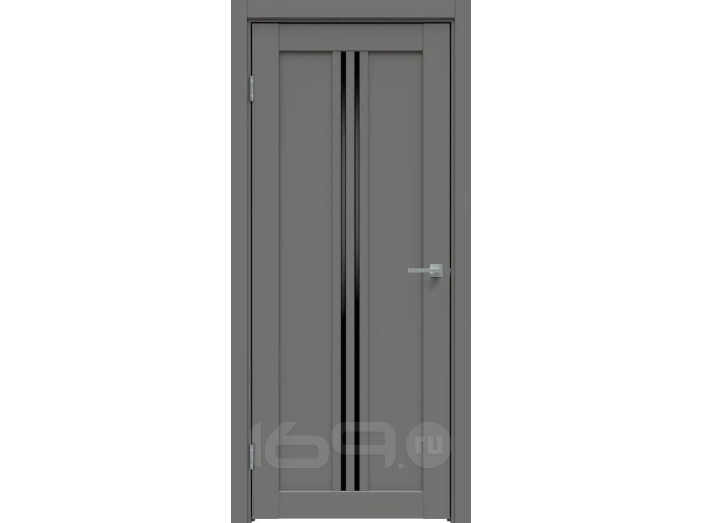 Дверь межкомнатная Concept-603 ПВХ Медиум грей, без декора, остекленная, лакобель чёрный, без кромки, царговая