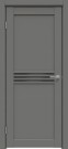 Дверь межкомнатная Concept-601 ПВХ Медиум грей, без декора, остекленная, лакобель чёрный, царговая