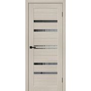 Дверь межкомнатная Браво-30 Экошпон Cream Melinga, остекленная, mirox grey, без кромки, царговая