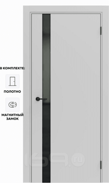 Дверь межкомнатная Порта ПТА-51 B ПЭТ, Shellac Grey в комплекте с врезанной черной магнитной защелкой, глухая, каркасно-щитовая
