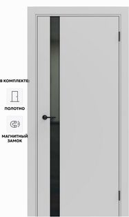 Дверь межкомнатная Порта ПТА-51 B ПЭТ, Shellac Grey в комплекте с врезанной черной магнитной защелкой, глухая, каркасно-щитовая