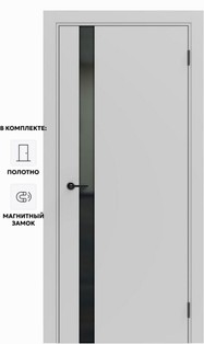 Дверь межкомнатная Порта ПТА-51 B ПЭТ, Shellac Grey в комплекте с врезанной черной магнитной защелкой, глухая, каркасно-щитовая