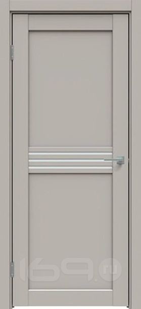 Дверь межкомнатная Бизнес класс-601 ПВХ Шелл грей, без декора, остекленная, сатинат белый, без кромки, царговая