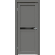 Дверь межкомнатная Concept-601 ПВХ Медиум грей, без декора, остекленная, лакобель чёрный, без кромки, царговая