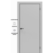 Дверь межкомнатная Порта-50 B Полипропилен, Nardo Grey в комплекте с врезанной черной магнитной защелкой, глухая, каркасно-щитовая
