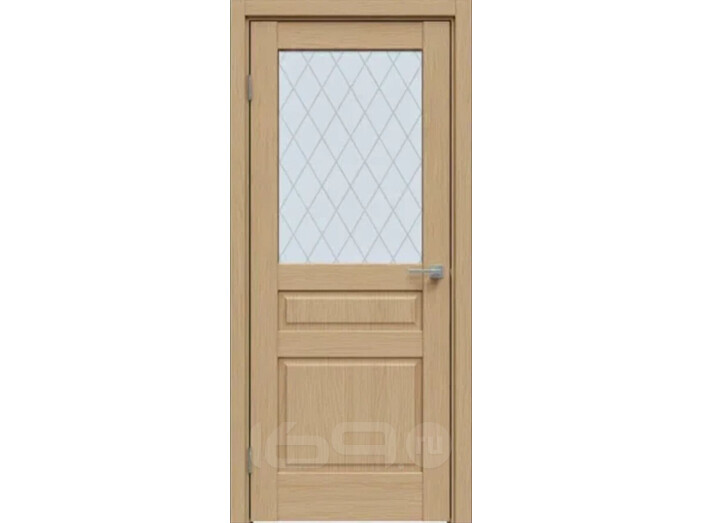 Дверь межкомнатная Бизнес класс-633 ПВХ Дуб радиальный, без декора, остекленная, ромб, без кромки, филенчатая