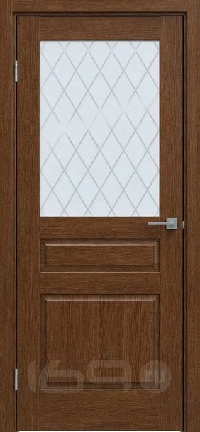 Дверь межкомнатная Бизнес класс-633 ПВХ Дуб коньячный, без декора, остекленная, ромб, без кромки, филенчатая
