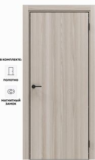 Дверь межкомнатная Порта-50 4AB Полипропилен, Alpik Oak в комплекте с врезанной черной магнитной защелкой, глухая, кромка алюминиевая черная матовая, каркасно-щитовая