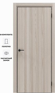 Дверь межкомнатная Порта-50 4AB Полипропилен, Alpik Oak в комплекте с врезанной черной магнитной защелкой, глухая, кромка алюминиевая черная матовая, каркасно-щитовая