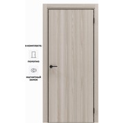 Дверь межкомнатная Порта-50 4AB Полипропилен, Alpik Oak в комплекте с врезанной черной магнитной защелкой, глухая, кромка алюминиевая черная матовая, каркасно-щитовая