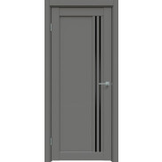 Дверь межкомнатная Concept-604 ПВХ Медиум грей, без декора, остекленная, лакобель чёрный, без кромки, царговая