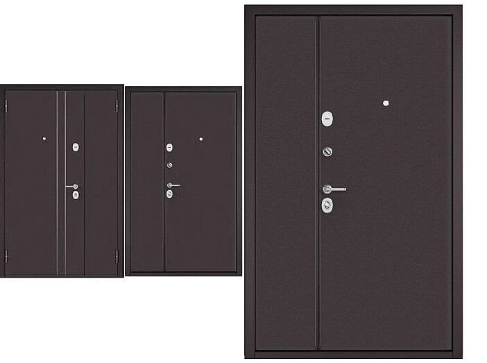 Дверь входная Мега Масс MM R-5 Шоколад букле/Шоколад букле, 2 замка, с ночной задвижкой