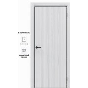 Дверь межкомнатная Порта-50 4AB Полипропилен, White Oak в комплекте с врезанной черной магнитной защелкой, глухая, кромка алюминиевая черная матовая, каркасно-щитовая