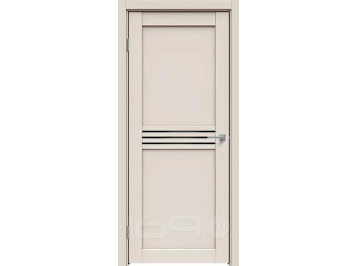 Дверь межкомнатная Concept-601 ПВХ, Магнолия, остекленная, лакобель чёрный, царговая