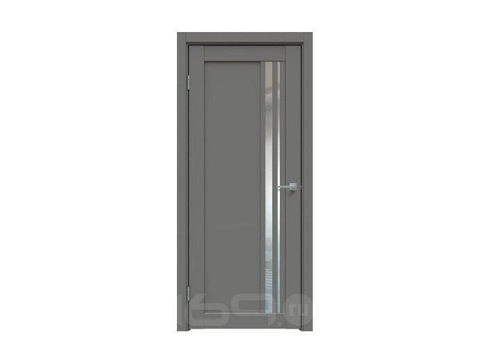 Дверь межкомнатная Concept-608 ПВХ Медиум грей, без декора, остекленная, зеркало, без кромки, царговая