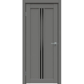 Дверь межкомнатная Concept-603 ПВХ Медиум грей, без декора, остекленная, лакобель чёрный, без кромки, царговая