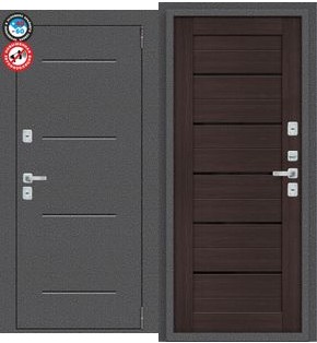 Дверь входная Porta T2 104/П22 с терморазрывом Антик серебро/Wenge Veralinga, 2 замка, с ночной задвижкой