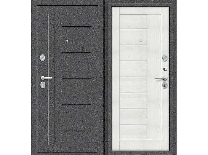 Дверь входная Porta S-2P 109/П29 Антик серебро/Bianco Veralinga, 2 замка, с ночной задвижкой