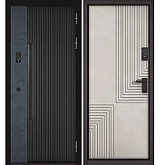 Дверь входная Сити Интегра Ай Кью ПП 401БГ/195 Черный матовый/Графит/Бетон серый, 1 замок, с ночной задвижкой