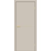 Дверь межкомнатная Браво-0.21.П (SG:P3) ПЭТ Cream Silk, золотые матовые вставки, глухая, каркасно-щитовая