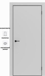 Дверь межкомнатная Порта-50 4AB ПЭТ, Shellac Grey в комплекте с врезанной черной магнитной защелкой, глухая, кромка алюминиевая черная матовая, каркасно-щитовая
