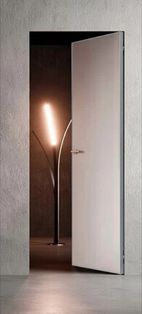 Дверь скрытого монтажа Invisible-700 U, грунт (под окраску), правое открывание, Грунт, кромка алюминиевая матовый хром, каркасно-щитовая